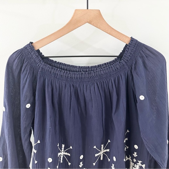 Joie Kistine Off Shoulder Embroidered Blouse Blue Size XS - Picture 3 of 6